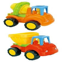 BJBSJSZ Friction Powered Cars, Push and Go Toy Trucks Construction Vehicles Toys Set for 1 2 3 Year Old Baby Toddlers Beach Dump Truck, Cement Mixer, Tractor, Early Educational Toys