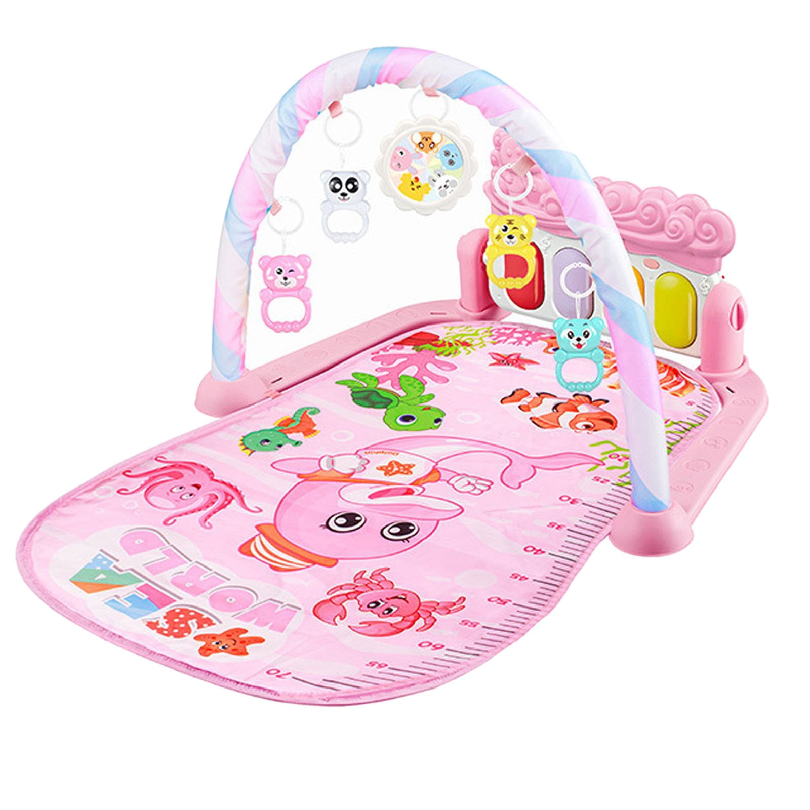 BJBSJSZ Funny Play Piano Tummy Time Baby Activity Mat with 5 Infant Sensory Baby Toys, Baby Play Mat Baby Gym,Music and Lights Boy & Girl Gifts for Newborn Baby 0 to 3 6 9 12 Months