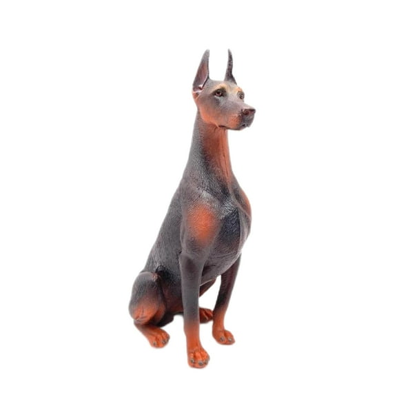 BJBSJSZ Large Lifelike Realistic Sitting Black Doberman Pinscher Dog Statue, Dogs Dobermann Breed Gallery Quality Collectible Decor with Glass Eyes Figurine