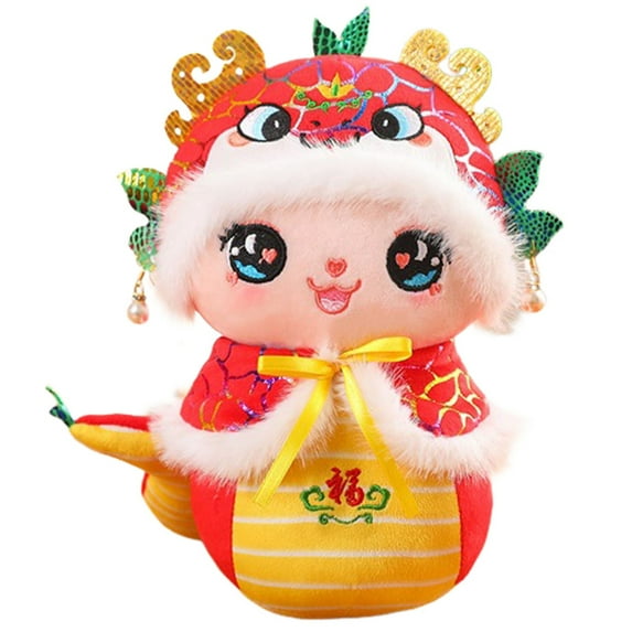BJBSJSZ Lunar New Year Snake Plush Toy with 3D Cape&Cute Expression,New Year Plush,Soft and Cute Cartoon Snake Stuffed Plush for Chinese New Year Gifts Blessing,Kids Gifts