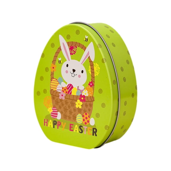 BJBSJSZ Metallic Easter Egg Container Different Design Wedding Supplies Painting Print Candy Packaging Box Tin Easter Day Eggs