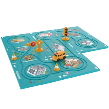 Dinosaur Puzzle Racer Track Set - Educational Car Toy For Kids Ages 3-6 With 8 Puzzle Pieces