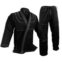 BJJ Gi Kimono, Single Weave 100% cotton Preshrunk, Jiu Jitsu Uniform Black Gi
