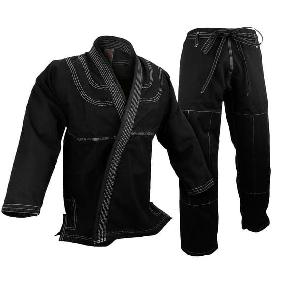 BJJ Gi Kimono, Single Weave 100% cotton Preshrunk, Jiu Jitsu Uniform Black Gi