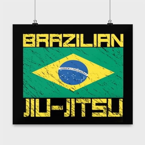 BJJ Wall Art Poster - Brazilian Jiu-Jitsu MMA Gift 13x13in Black Decor