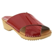 BJORK EEVI Criss-Cross Wood Clog Sandals in Patent Leather - CLOSEOUT