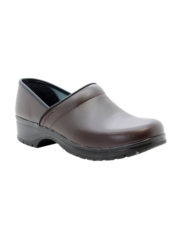 BJORK Flex Pro Closed Back Leather Clogs (Brown Leather EU-38)