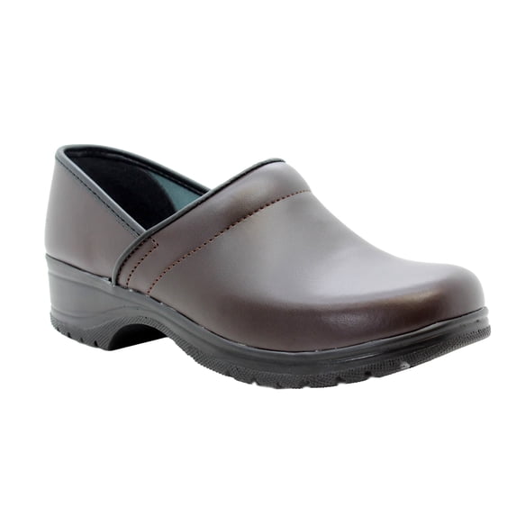 BJORK Flex Pro Closed Back Leather Clogs (Brown Leather EU-39)