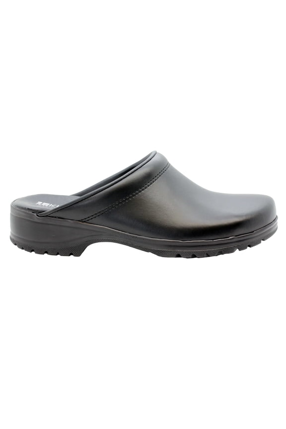 BJORK Flex Pro Open Back Leather Leather Clogs (Black Leather EU-37)