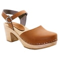 thumbnail image 1 of BJORK MARGARETA Swedish Wood Clog Sandals in Oiled Leather, 1 of 11