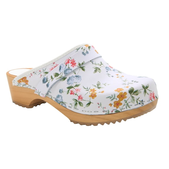 BJORK Maja Open Back Wood Leather Clogs (Linnea - EU38)