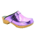 thumbnail image 1 of BJORK Maja Open Back Wood Leather Clogs (Magenta Metallic - EU37), 1 of 8