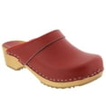 thumbnail image 1 of BJORK Maja Open Back Wood Leather Clogs (Red - EU39), 1 of 9