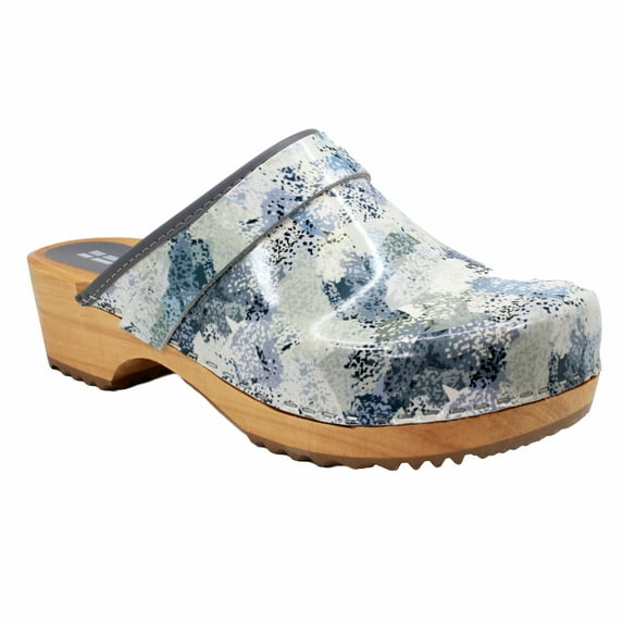 BJORK Maja Wood Printed Leather Clogs (Abby - EU42)