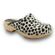 BJORK Safari Wood Open Back Dalmation Clogs