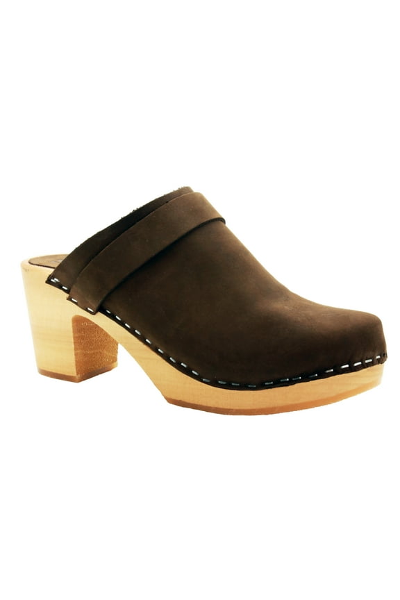 TIA Wooden Clogs in Oiled Leather