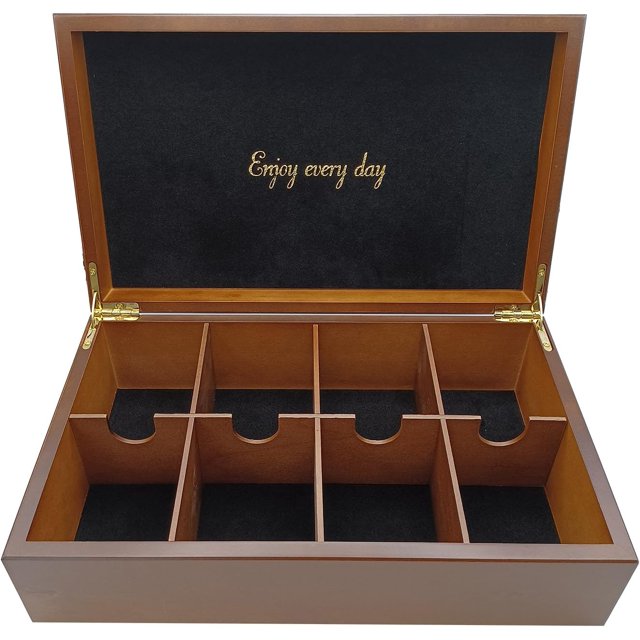 Comparrtment BJOYFUL&LOVED BJL Tea Bag Organizer, Wooden Tea Box with 8 Compartments ...