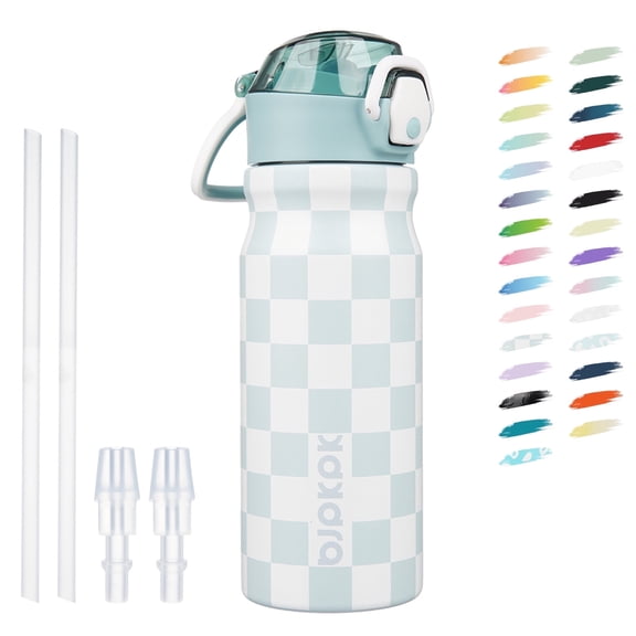 BJPKPK 18oz Stainless Steel Water Bottle with Straw, Insulated Water Bottle, Keep Cold and Hot, Plaid
