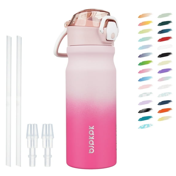 BJPKPK 18oz Stainless Steel Water Bottle with Straw, Insulated Water Bottle with Leak Proof Lid, Cherry Blossom