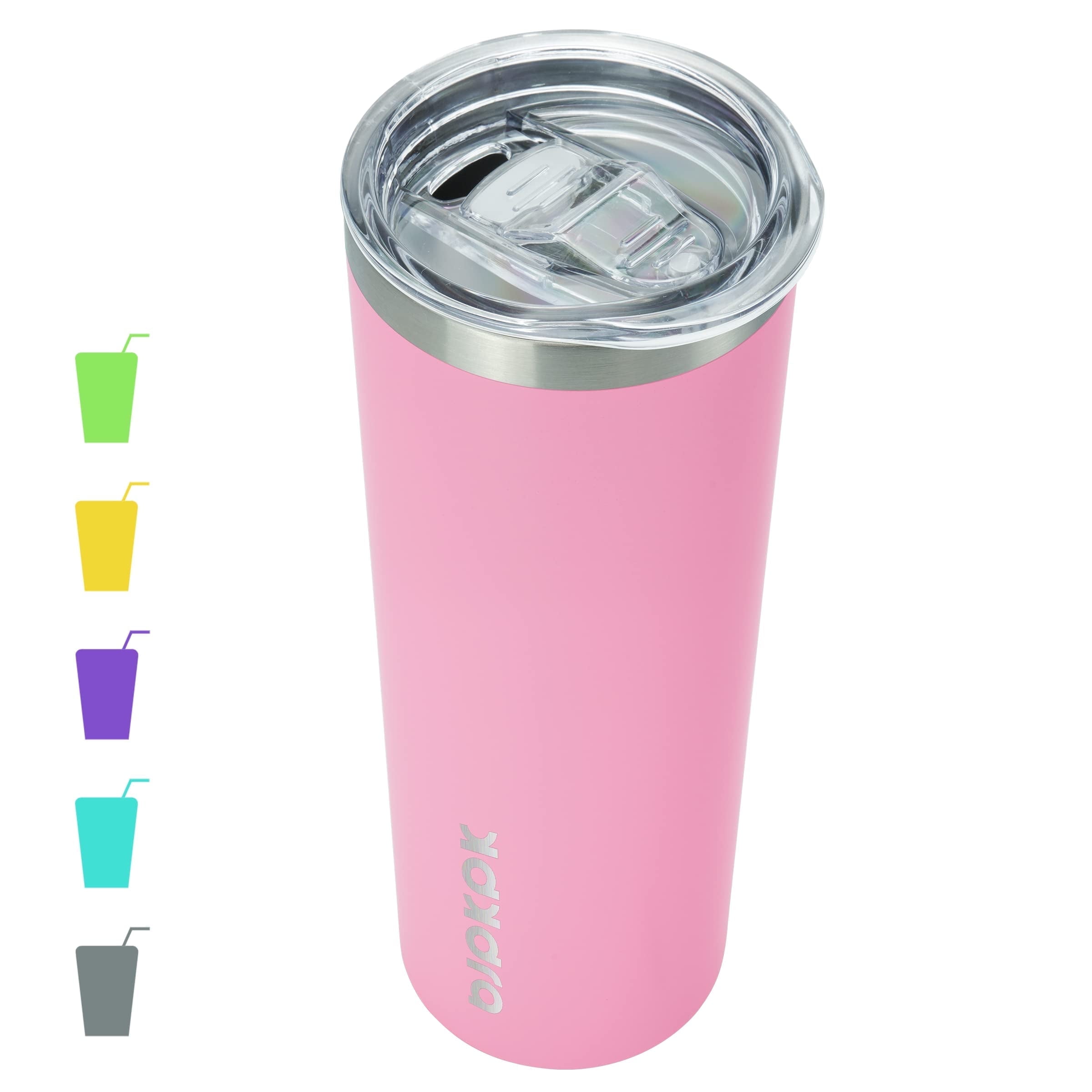 BJPKPK 20oz Skinny Insulated Tumbler, Stainless Steel Tumbler, Reusable Insulated Travel Coffee Cup with Lid, Light Pink