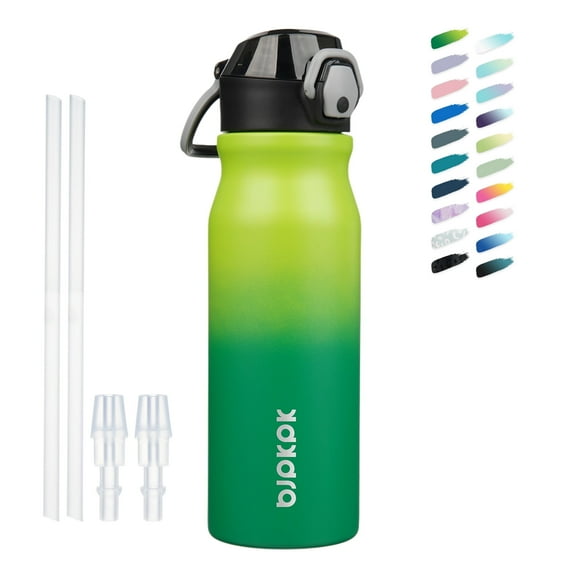 BJPKPK 25oz Stainless Steel Water Bottle with Straw, Insulated Water Bottle, Bamboo