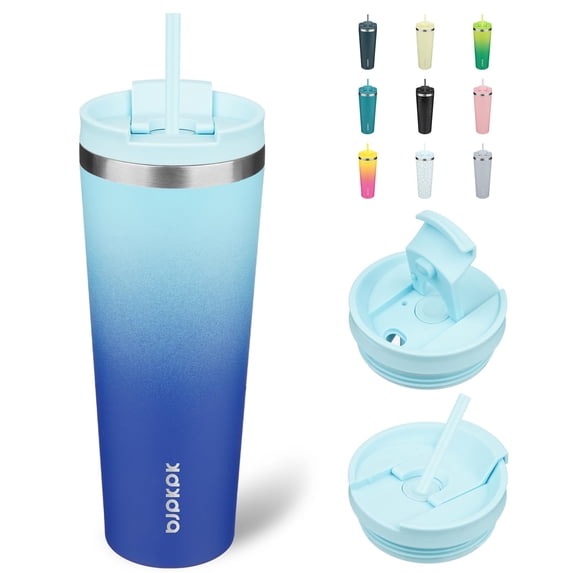 BJPKPK 26oz Insulated Tumbler With lid And Straw Stainless Steel Tumblers Travel Coffee Mug Reusable Thermal Cup,Sky