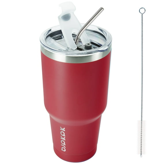 BJPKPK 30 oz Tumbler with Lid and Straw, Stainless Steel Insulated Travel Coffee Mug Reusable Thermal Cup,Red