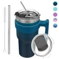 thumbnail image 1 of BJPKPK 30oz Stainless Steel Insulated Tumbler, Travel Coffee Tumbler with Handle and Straw, Indigo, 1 of 6