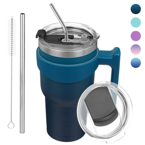 BJPKPK 30oz Stainless Steel Insulated Tumbler, Travel Coffee Tumbler with Handle and Straw, Indigo