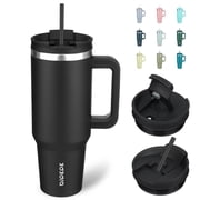 BJPKPK 40 oz Tumbler With Handle Insulated Tumblers With Lid And Straw Stainless Steel Thermal Cup,Black