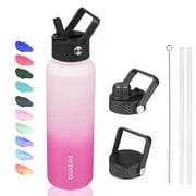 BJPKPK 40oz Stainless Steel Insulated Water Bottle with 3 Lids, Cherry - BPA Free Leakproof Thermos Bottle for Sports & Gym