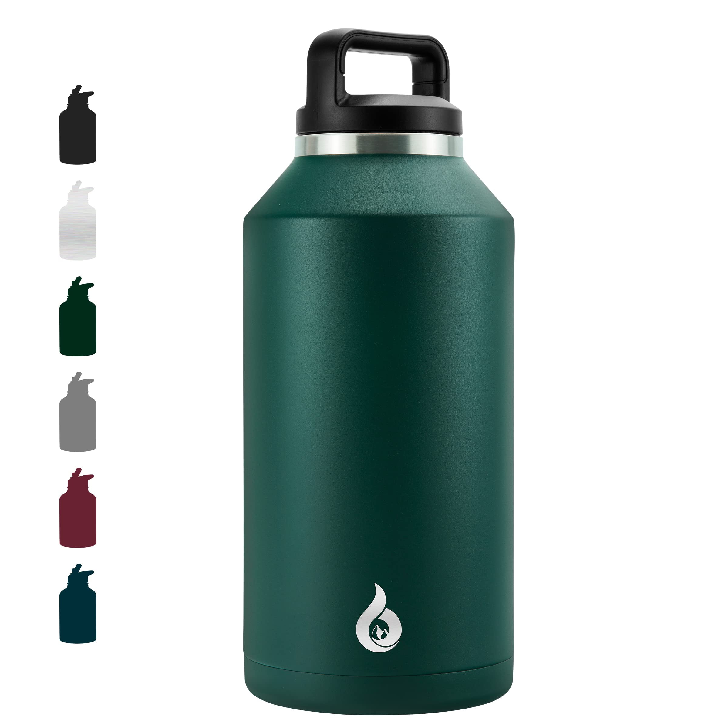 BJPKPK Half Gallon Water Bottle Insulated, Dishwasher Safe 64 oz Water Bottle with Handle, Leakproof BPA Free Water Jug, Large Stainless Steel Water Bottle for Sports, Army Green