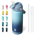 thumbnail image 1 of BJPKPK Insulated Water Bottle with Straw Lid, 18oz Thermos Water Bottles with Soft Nozzle, Flex Handle & Non-slip Boot, BPA Free Leak Proof Stainless Steel Metal Water Bottles, Tumblers, Cups,Sky, 1 of 7