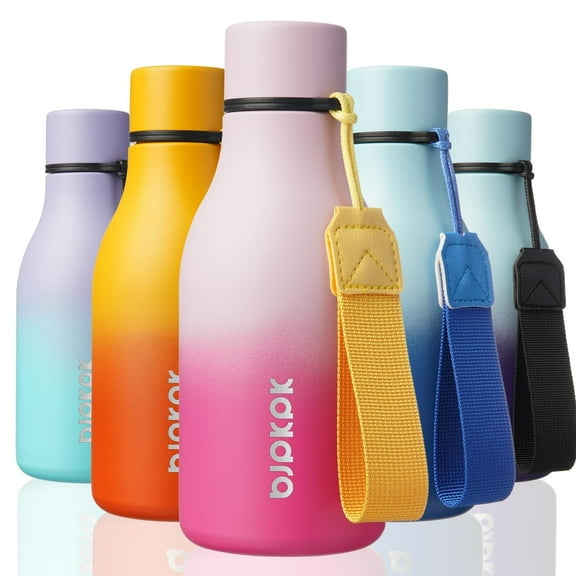 BJPKPK Insulated Water Bottles, 12oz Stainless Steel Metal Water Bottle with Strap, BPA Free Leak Proof Thermos, Mugs, Flasks, Reusable Water Bottle for Sports & Travel, Sakura