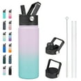 thumbnail image 1 of BJPKPK Insulated Water Bottles with Straw Lid, 22oz Cold & Hot Water Bottle, Stainless Steel Metal Water Bottle with 3 Lids, Reusable Thermos, Cups, Mugs for Daily Water Intake-Oasis, 1 of 6