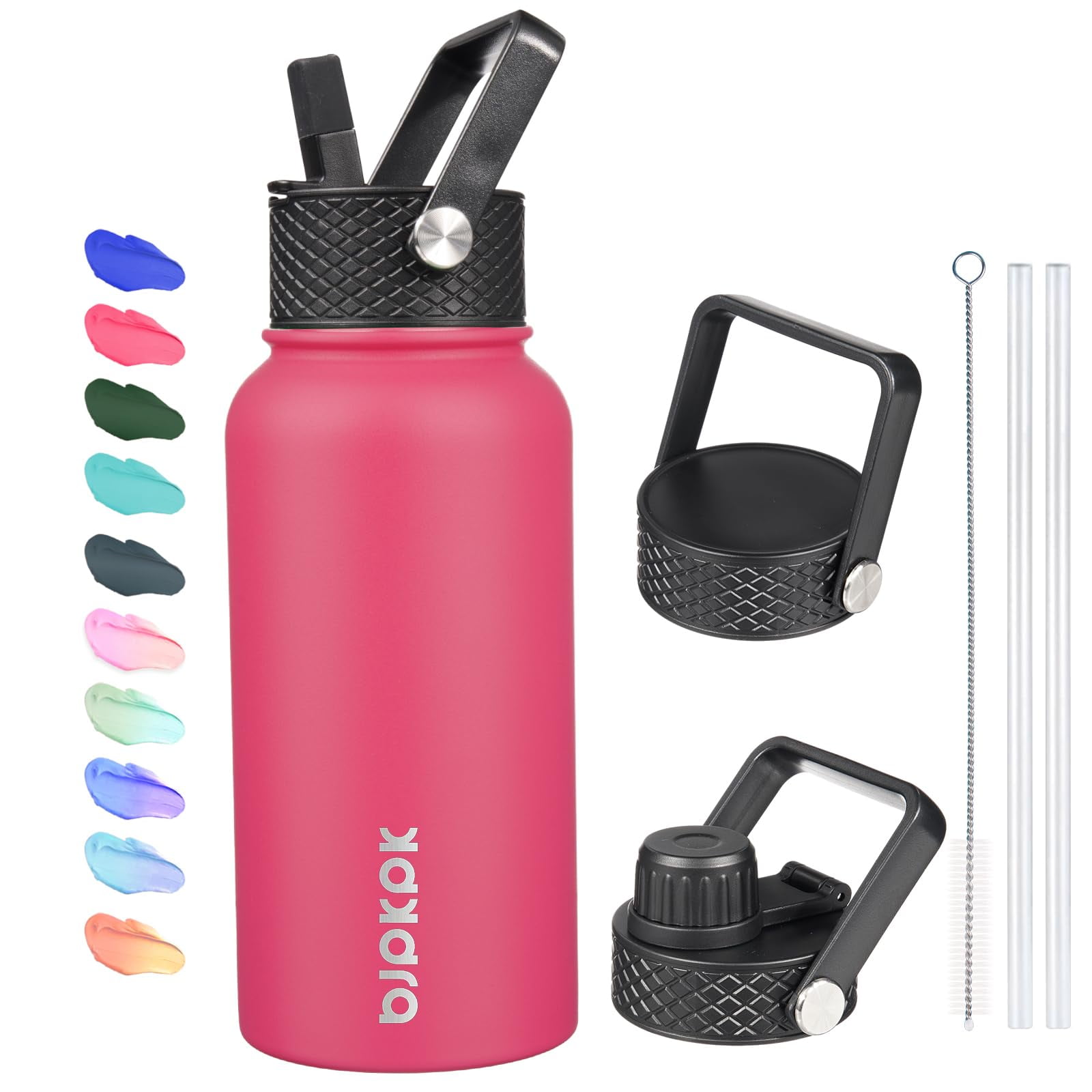 BJPKPK Insulated Water Bottles with Straw Lid, 27oz Stainless Steel