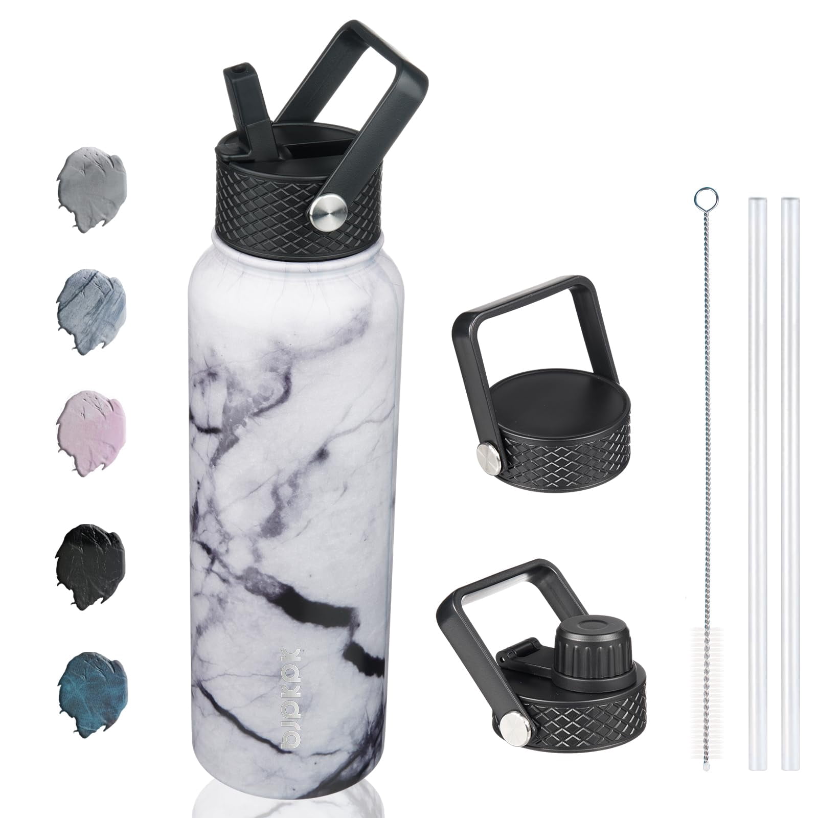 BJPKPK Insulated Water Bottles with Straw Lid, 40oz Stainless Steel ...