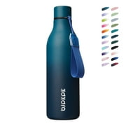 BJPKPK Insulated Water Bottles with Strap,25oz Stainless Steel Metal Flask,Indigo Black
