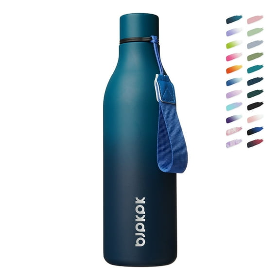 BJPKPK Insulated Water Bottles with Strap,25oz Stainless Steel Metal Flask,Indigo Black
