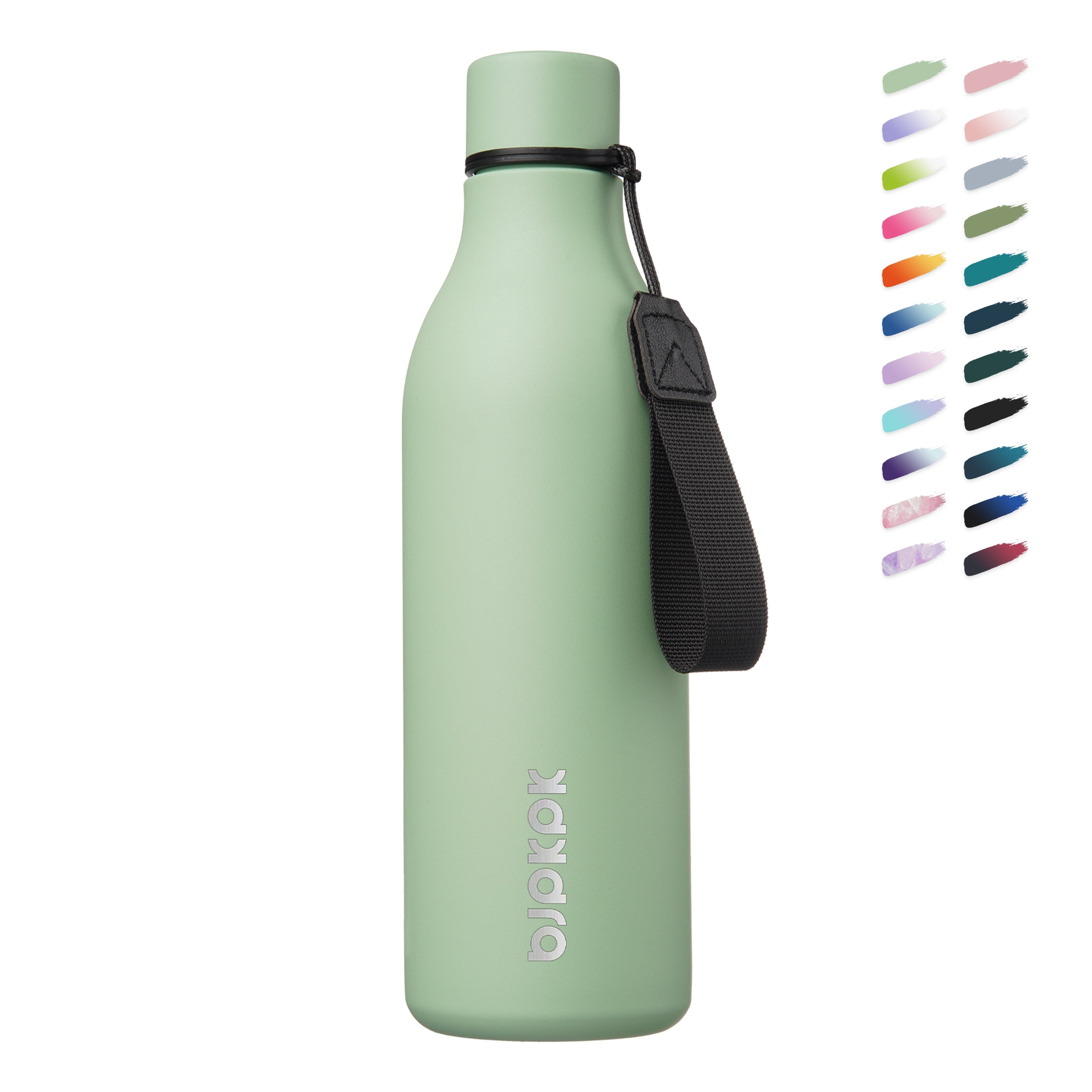 BJPKPK Insulated Water Bottles with Strap,25oz Stainless Steel Metal  Flask,Macaron Green