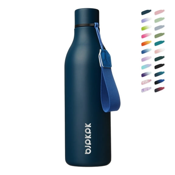 BJPKPK Insulated Water Bottles with Strap,25oz Stainless Steel Metal Flask,Navy Blue