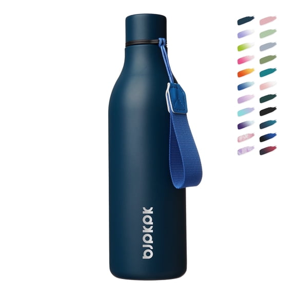 BJPKPK Insulated Water Bottles with Strap,25oz Stainless Steel Metal Flask,Navy Blue