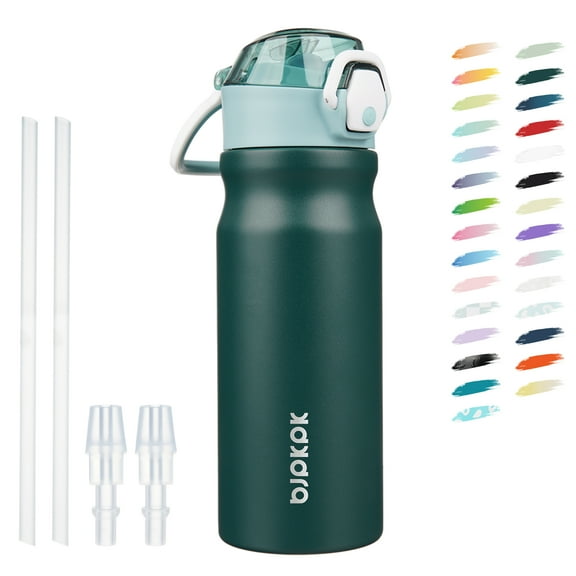 BJPKPK Stainless Steel Insulated Water Bottle With Straw Lid 18oz Reusable Metal Thermos Bottles Keep Cold And Hot,Army Green