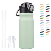BJPKPK Stainless Steel Insulated Water Bottle With Straw Lid 18oz Reusable Metal Thermos Bottles Keep Cold And Hot,Sage