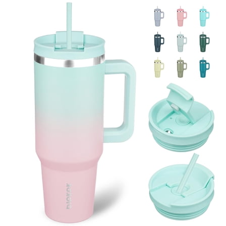 BJPKPK Tumbler With Handle And Straw 40oz Insulated Tumbler Cups With Lid Stainless Steel Travel Coffee Mug,Bubble Gum