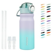 BJPKPK Water Bottle With Straw 18oz Insulated Water Bottles Reusable Stainless Steel Metal Thermos With Leak Proof Lockable Lid And Carry Handle,Oasis