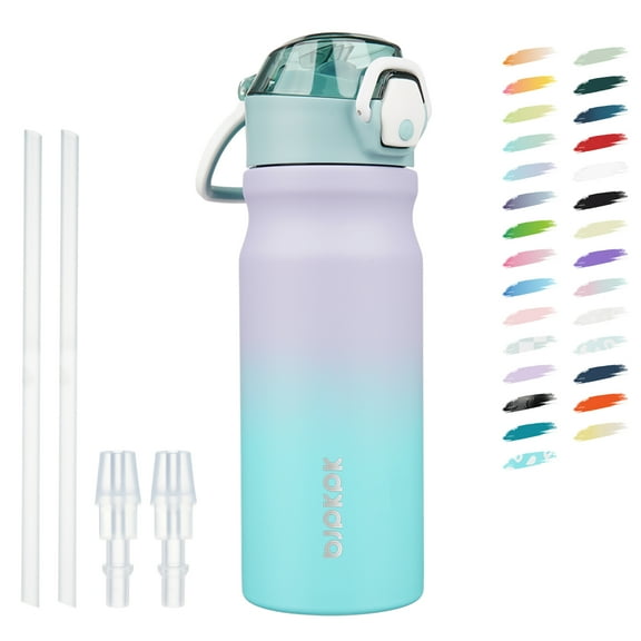 BJPKPK Water Bottle With Straw 18oz Insulated Water Bottles Reusable Stainless Steel Metal Thermos With Leak Proof Lockable Lid And Carry Handle,Oasis