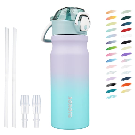 BJPKPK Water Bottle With Straw 18oz Insulated Water Bottles Reusable Stainless Steel Metal Thermos With Leak Proof Lockable Lid And Carry Handle,Oasis