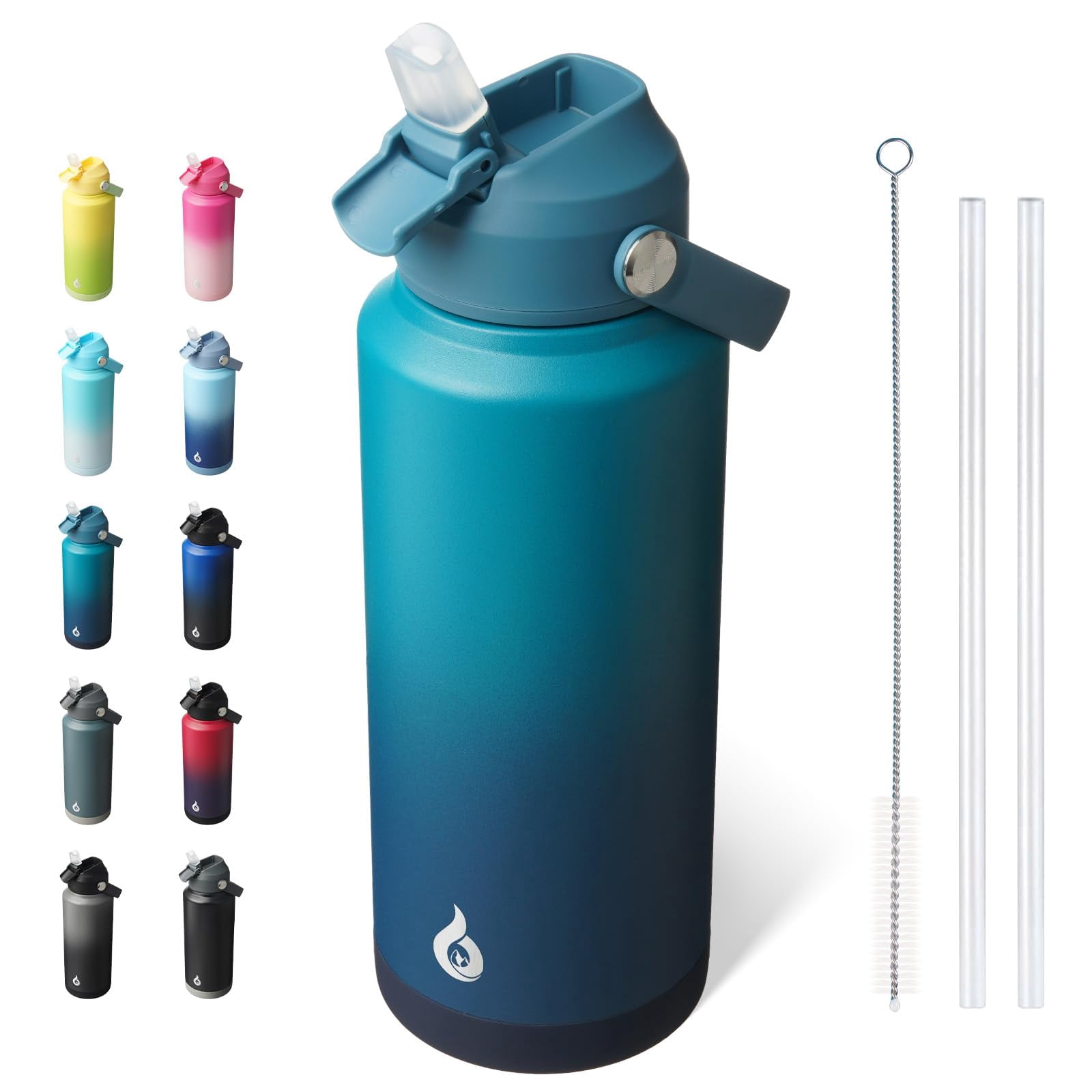BJPKPK Water Bottle with Straw Lid, 32oz Vacuum Insulated Water Bottles,  Metal Stainless Steel Water Bottles for Sports, Travel, BPA Free Leak Proof  ...
