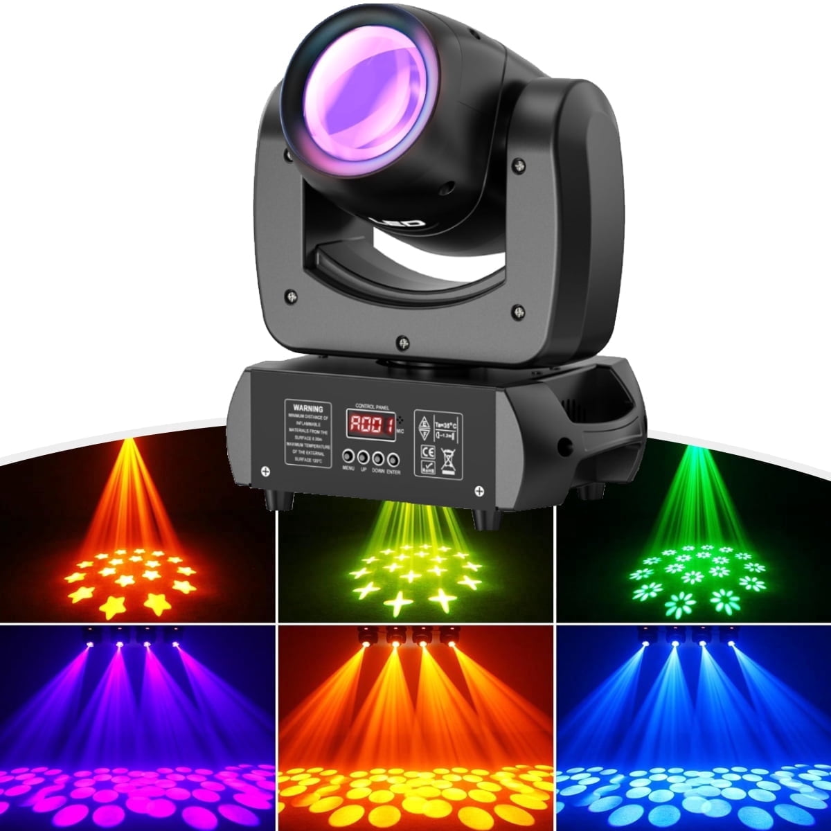 BJSUC 150W Moving Head Spotlights – 8 Colors with Remote Control for Christmas Wedding DJ Party Dance Show Club Wedding Stage Lighting